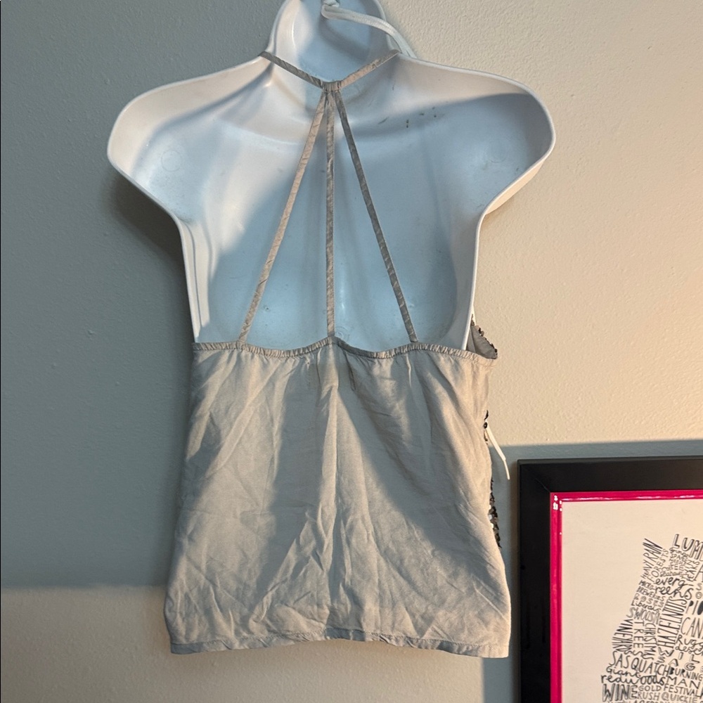 Hollister Silver and Brown Sequin Camisole EUC - Picture 2 of 3